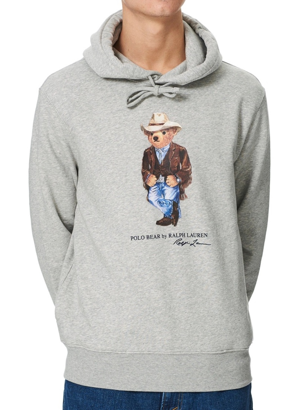 Polo Ralph Lauren Printed Western Bear Fleece Hoodie Andover Heather Grey Large - Picture 2 of 11
